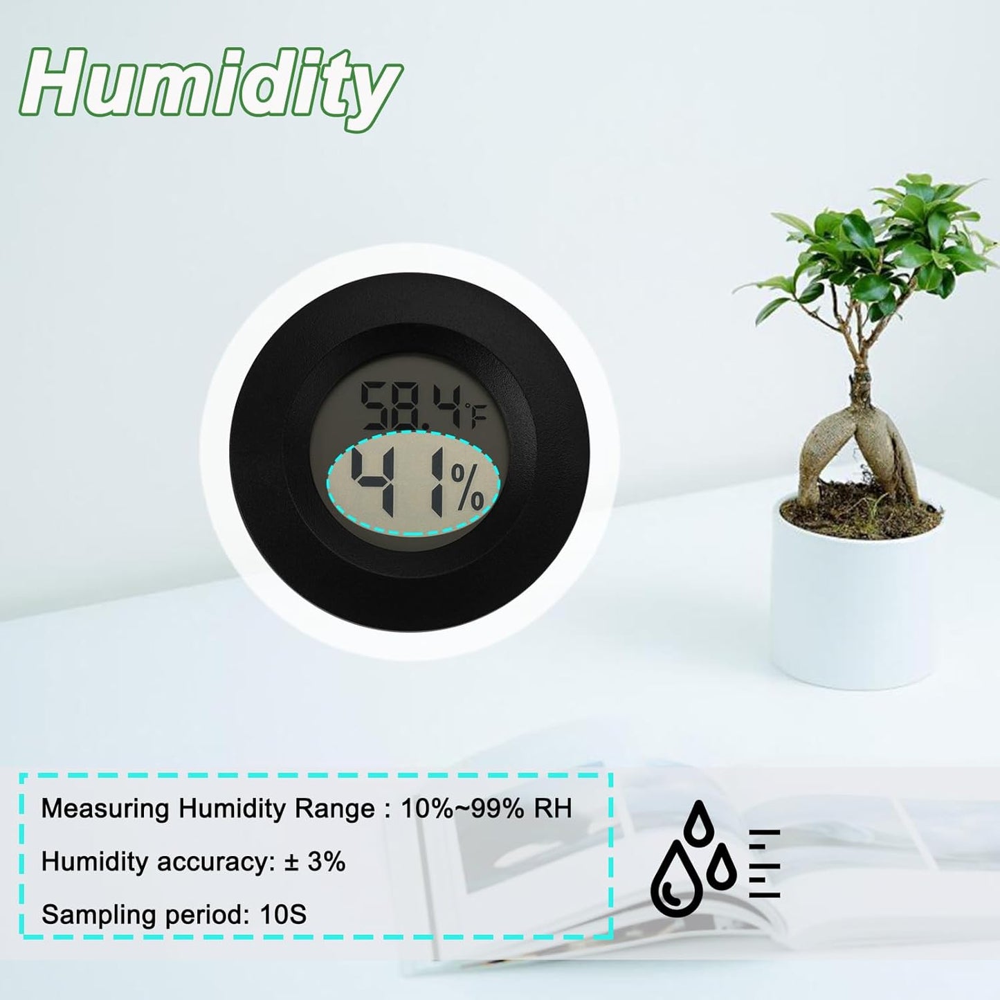 Mini Hygrometer Digital Thermometer Humidity Meter 6 Pack Hygrometer Thermometers Indoor/Outdoor Humidity Monitor Reptile Thermometer for Humidors Greenhouse Garden Cellar Fahrenheit(℉)/ Celsius(℃)