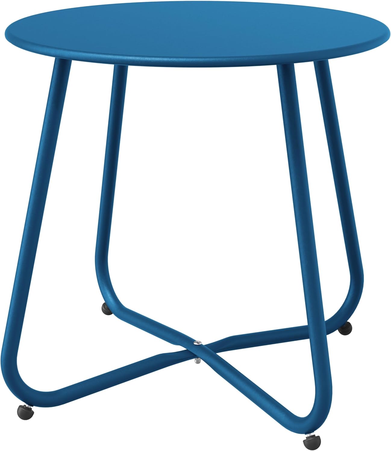 Patio Side Table, Round Metal Steel Weather Resistant Portable Patio Table， Outdoor and Indoor Patio Small Table for Garden Balcony Yard, Peacock Blue