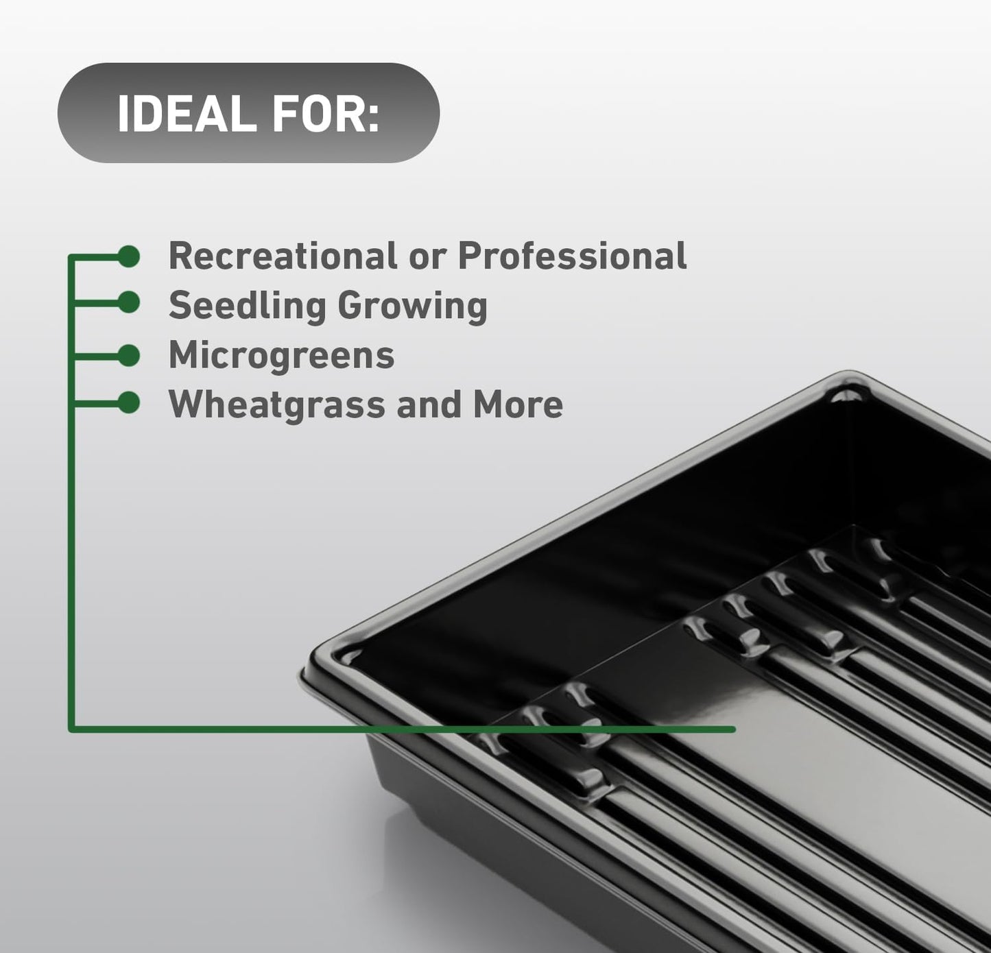 10x20 Inch Black Plastic 100 Pack Plant Propagation Tray – Growing Trays for Garden, Planting, Seedling, Soil & Hydroponic Horticulture - Microgreen Trays Grow Plants - No Drain Holes
