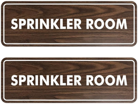 Signs ByLITA Standard Sprinkler Room Sign (Walnut) - Medium 2 Pack