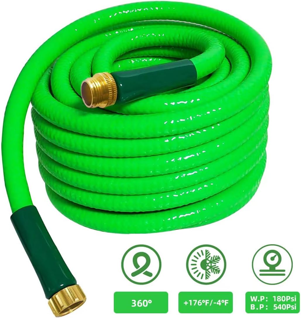 Garden Hose 25ft Heavy Duty Water Hose 5/8,180 PSI Kink Resistant,Heavy Duty, Lightweight, Flexible Hose for Plants,Lawn & Garden Watering Equipment, 3/4 Solid Fittings (25ft)