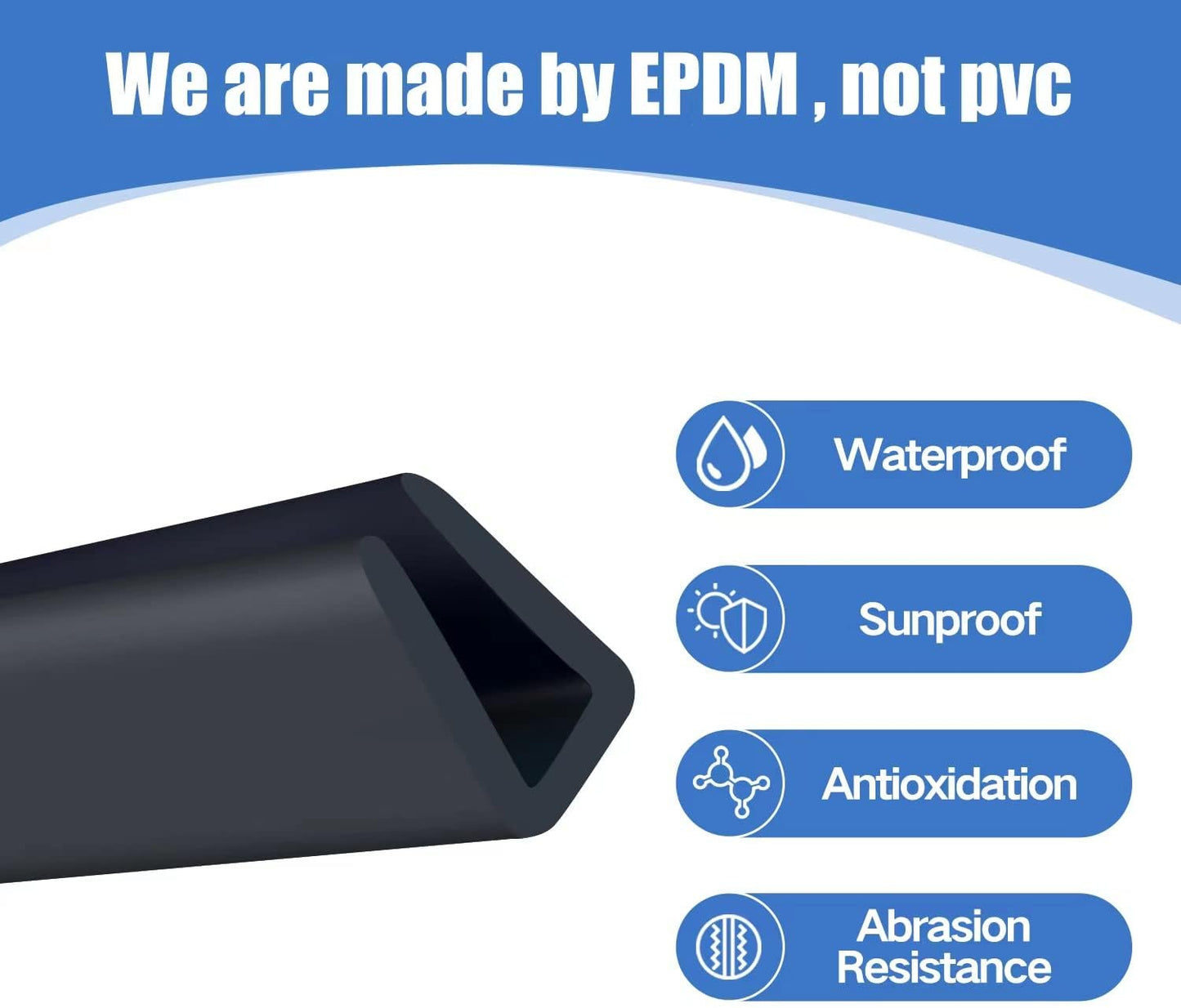 Rubber Edge Trim, 3/16" U Channel Edge Trim, Edge Protector for Glasses or Flexi Glasses, 3/16 in Flexible U Shaped Gasket, Black Color, Length 20 Ft