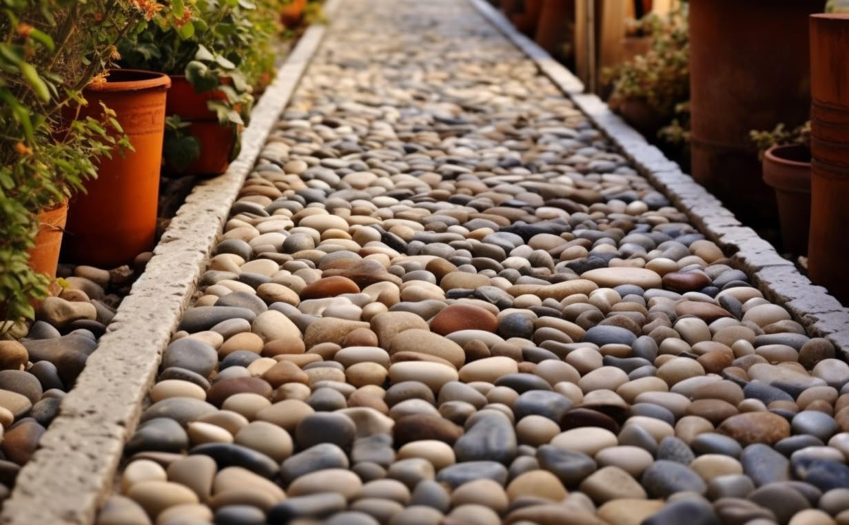 12 LBS River Rocks, StoneCreek, Decorative Garden Stones for Plant Landscaping, Polished Gravel Filler Pebbles for Home Decoration, Vases, Succulents, Flower Beds and Fish Tanks (Mixed Color, Medium)