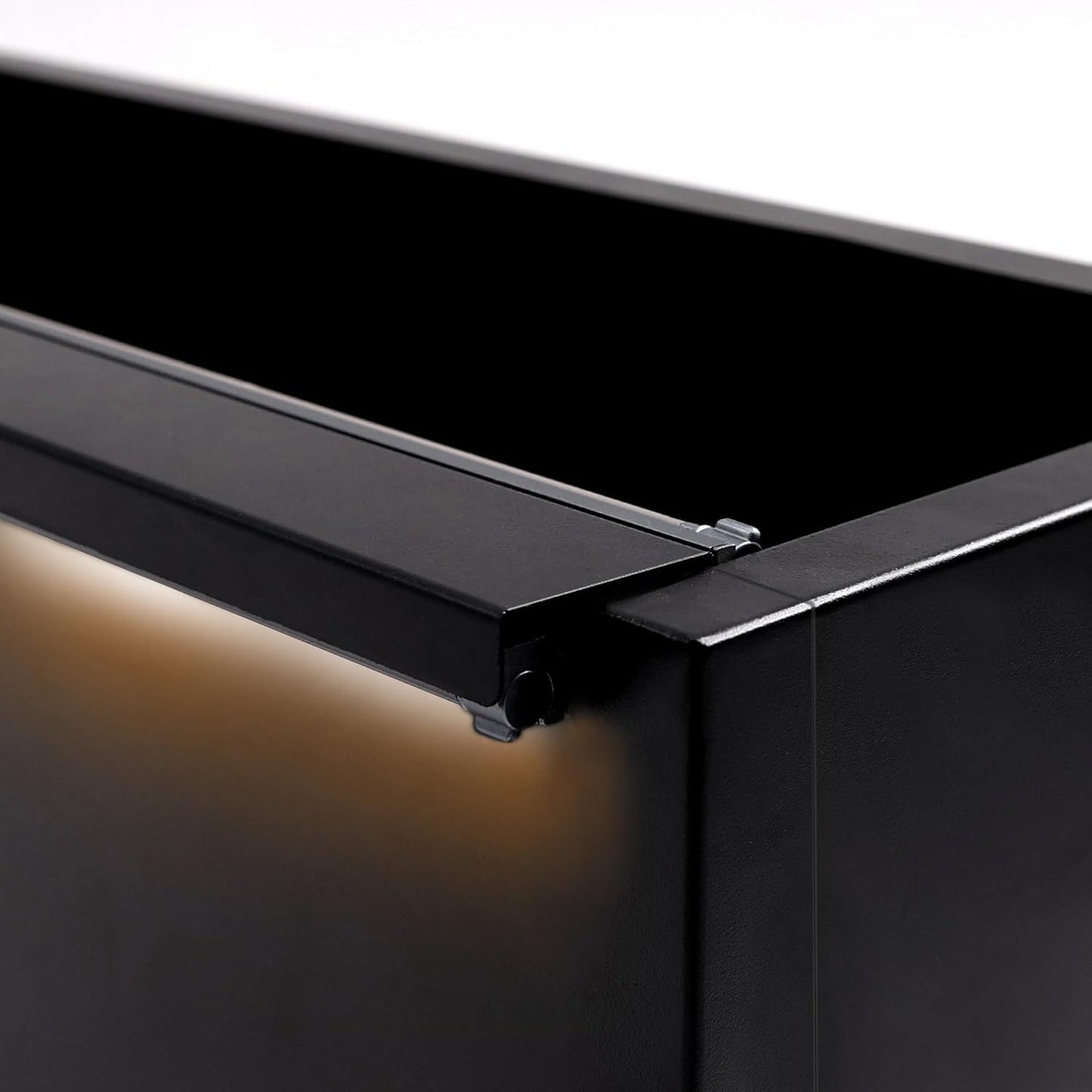 GSK Light Metal Planter Boxes LED Lighting Strips × 2 Outdoor Black Rectangle Flower Trough Heavy Duty Galvanized Iron Raised Tall Garden Bed Indoor Divider Shelf for Plants and Space Dividing