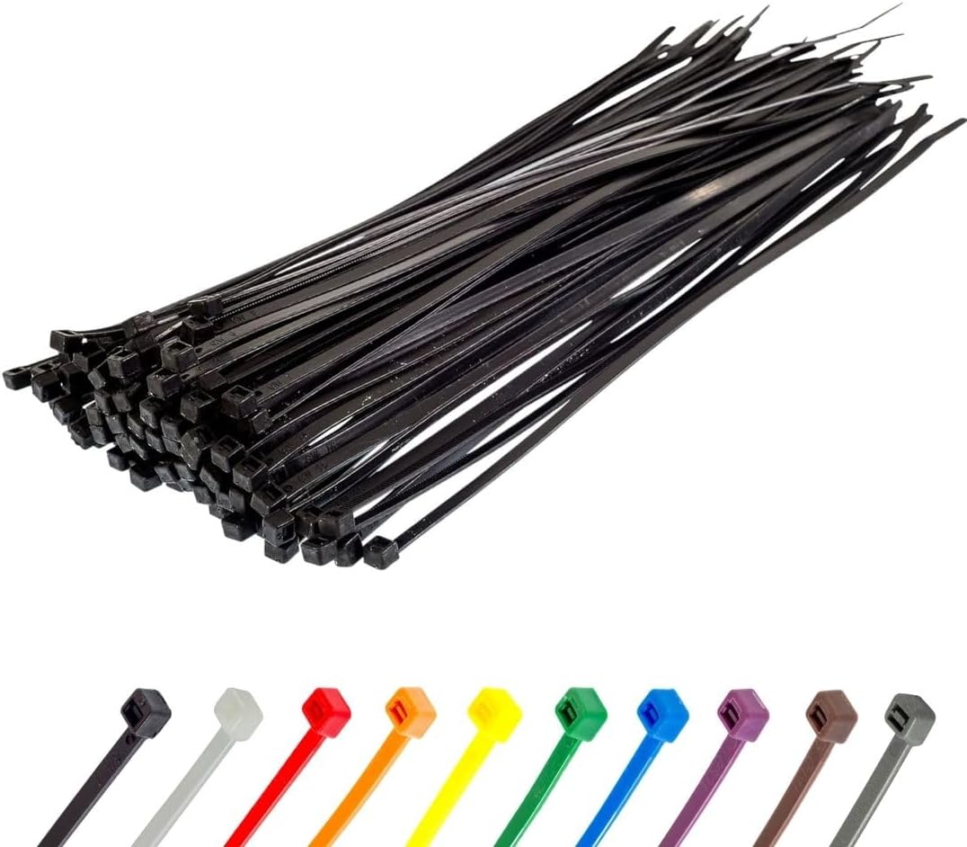 GTSE 12 Inch Black Zip Ties, 100 Pack, 50lb Strength, UV Resistant Long Nylon Cable Ties, Self-Locking 12" Tie Wraps