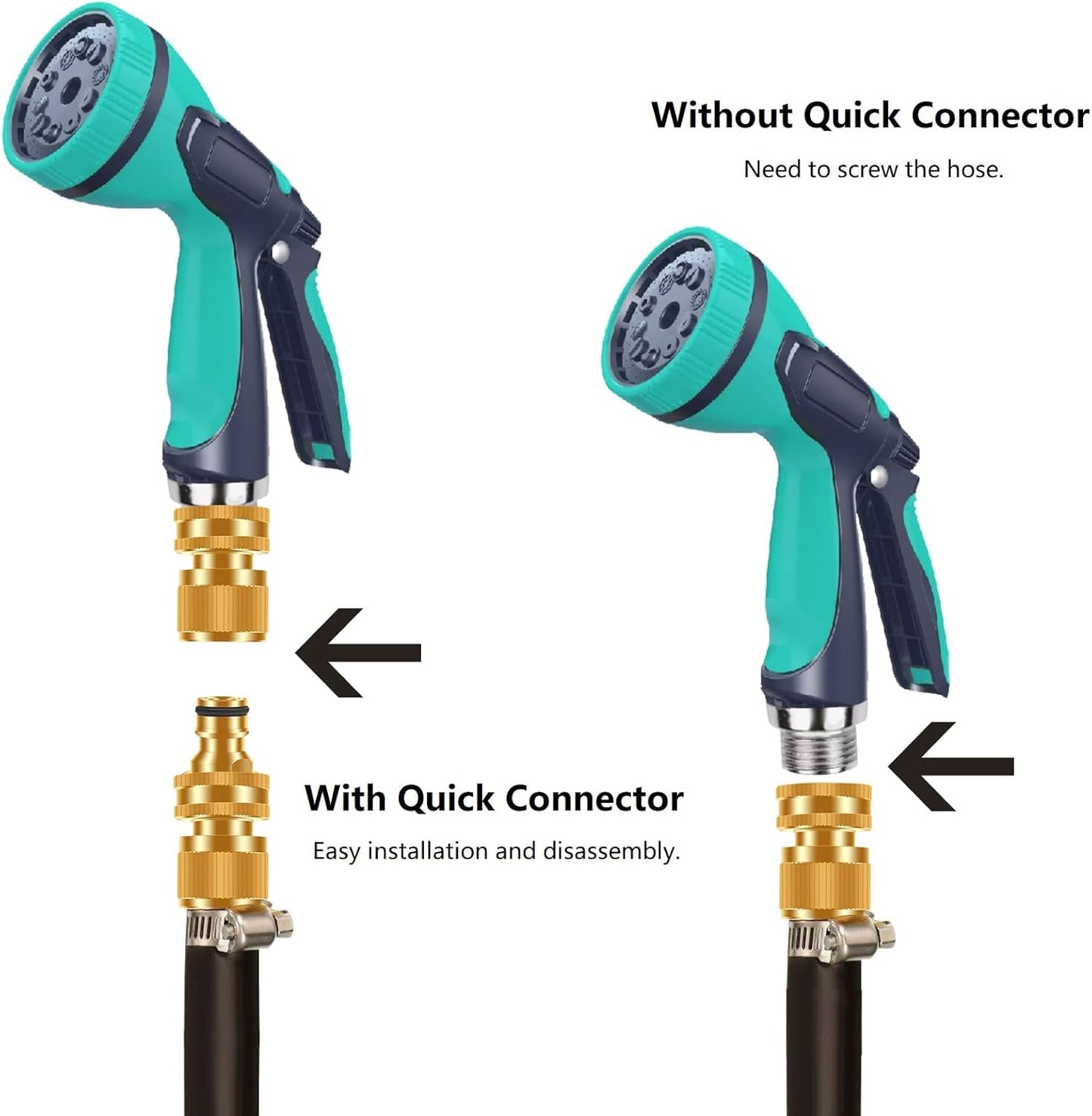 Garden Water Pipe Quick Connector, No-Leak 3/4 Inch GHT Thread Fitting Water Hose Male Adapter, Heavy-Duty Rust Resistant Brass Water Pipe Connect, Easy to Use (2 Male Connect）