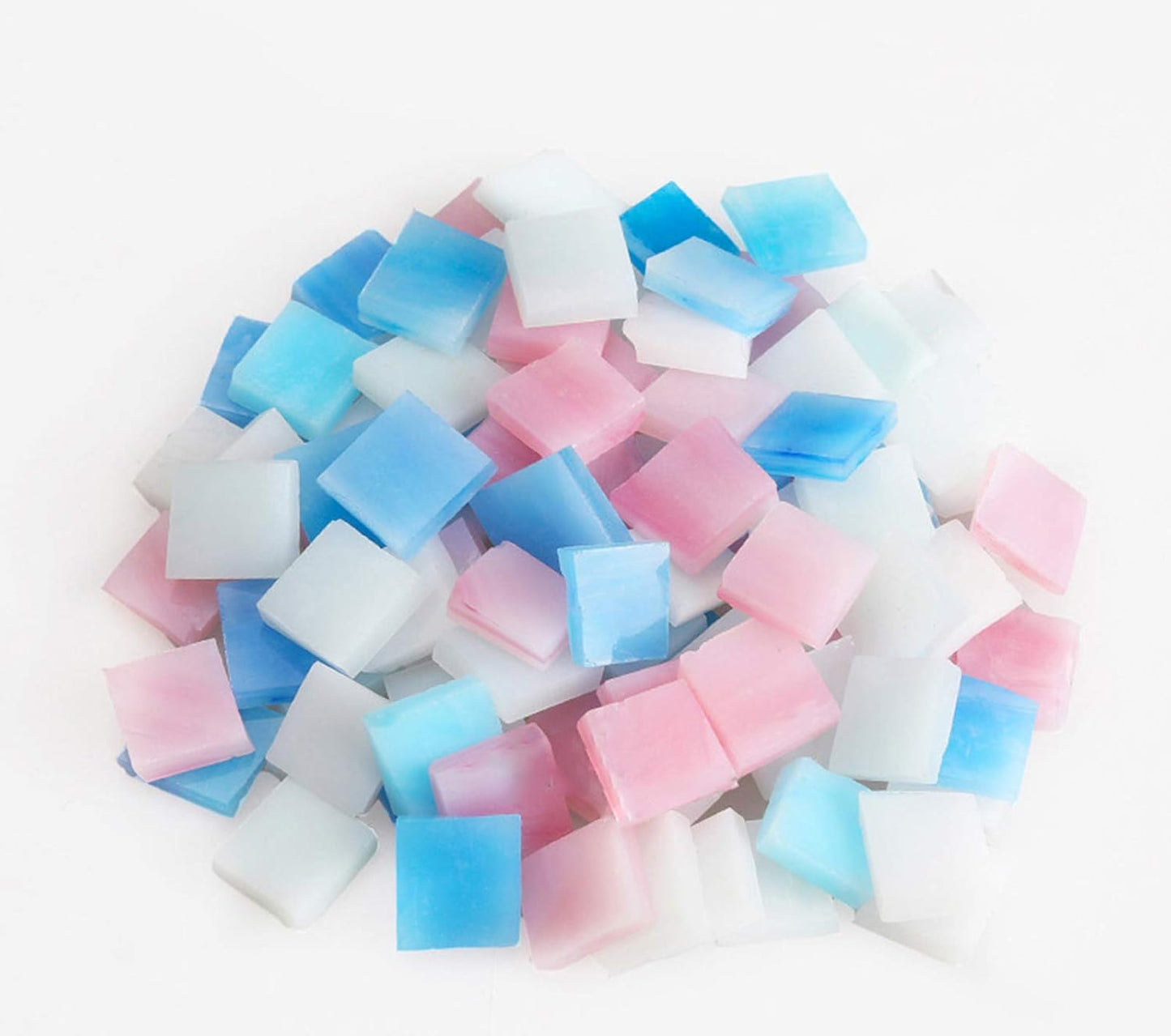 Mosaic Tiles 270 Pieces / 200 g Pack of Colored Mica Glass Mosaic Tile Supplies for Home Decoration, DIY Crafts, Plates, Picture Frames, Flowerpots – 1x1 cm Square Tiles (Blue Pink Mix)