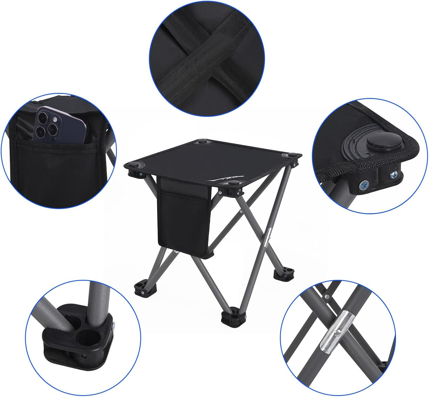 Roptat 2 Pack Camping Stool,Portable Folding Compact Lightweight Stool Seat for Camping Fishing Hiking Gardening Outdoor Walking Backpacking Travelling and Beach with Carry Bag (Black)