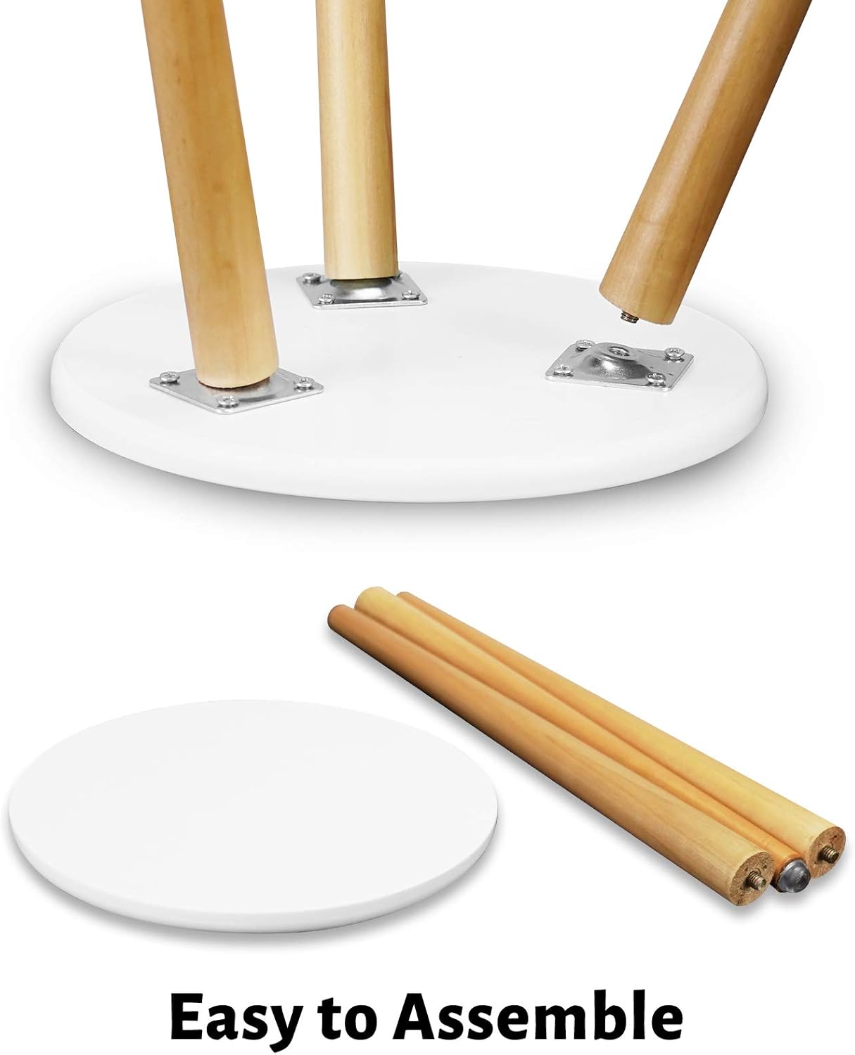 Uneedem Wood Mid Century Plant Stand for Indoor Plants, Modern Table, Tall Holder for Flower Pots, Small Round Side/End Table(A2 White, High: 16.5")