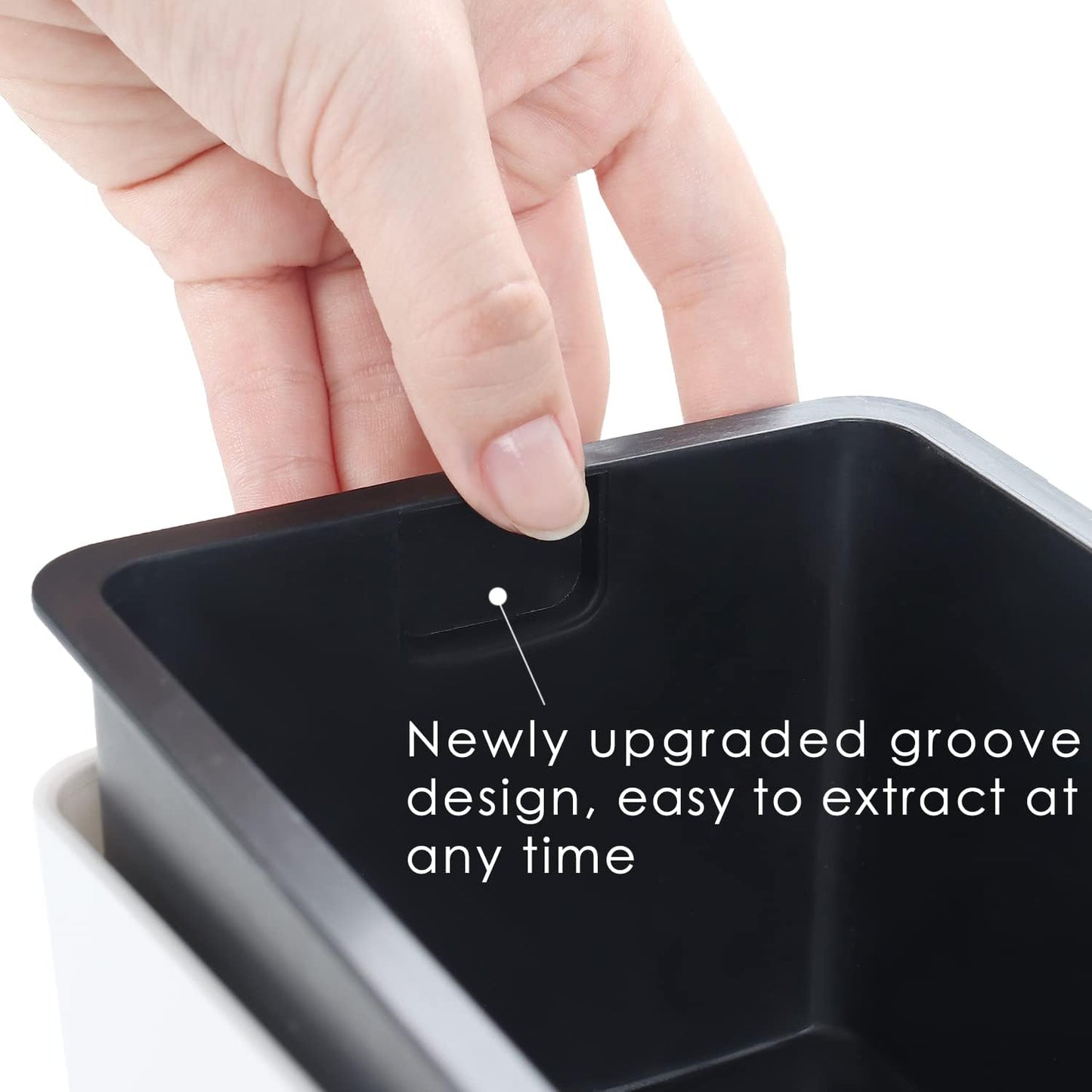 GardenBasix Elongated Self Watering Planter Pots 2-Pack Window Box 5.5 x 16 inch Indoor Home Garden Modern Decorative Planter Pot for All House Plants Flowers Herbs (White,2)