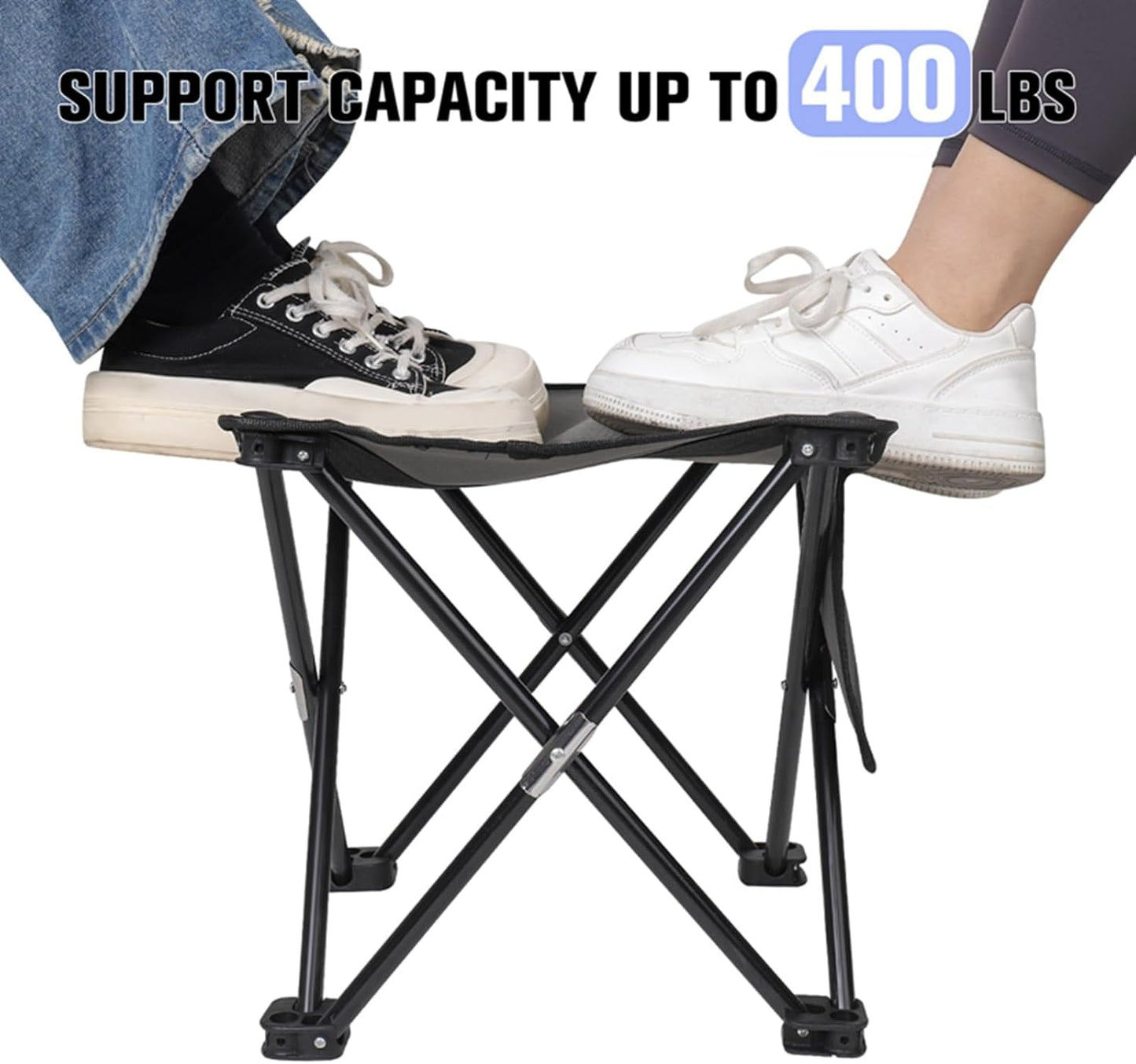 KABOER 2 Pack Folding Camping Stool Portable Outdoor Camping Chair for Fishing BBQ Hiking Gardening and Beach,Travel with Carry Bag(Grey)