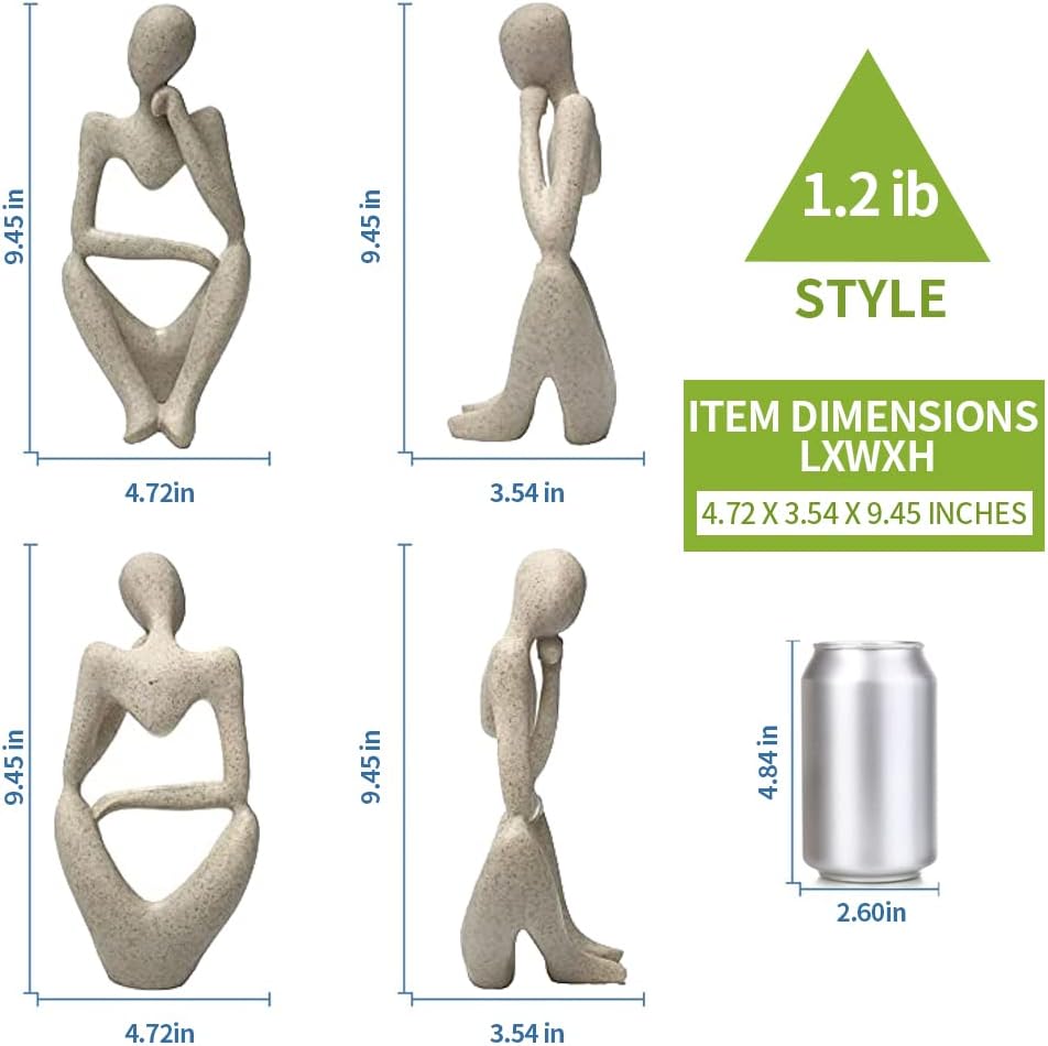 Sandstone Resin Thinker Style Abstract Sculpture Statue Collectible Figurines Home Office Bookshelf Desktop Decor(Sandstone - Right Reverie)