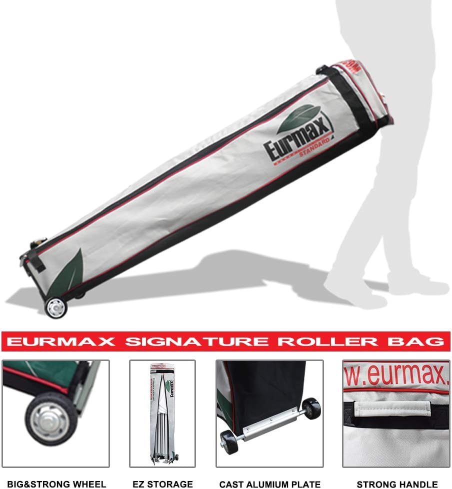 Eurmax USA 10 x 10 Pop up Canopy Commercial Tent Outdoor Party Canopies with 4 Removable Zippered Sidewalls and Roller Bag Bonus 4 Canopy Sand Bags & 24 Squre Ft Extended Awning(White)