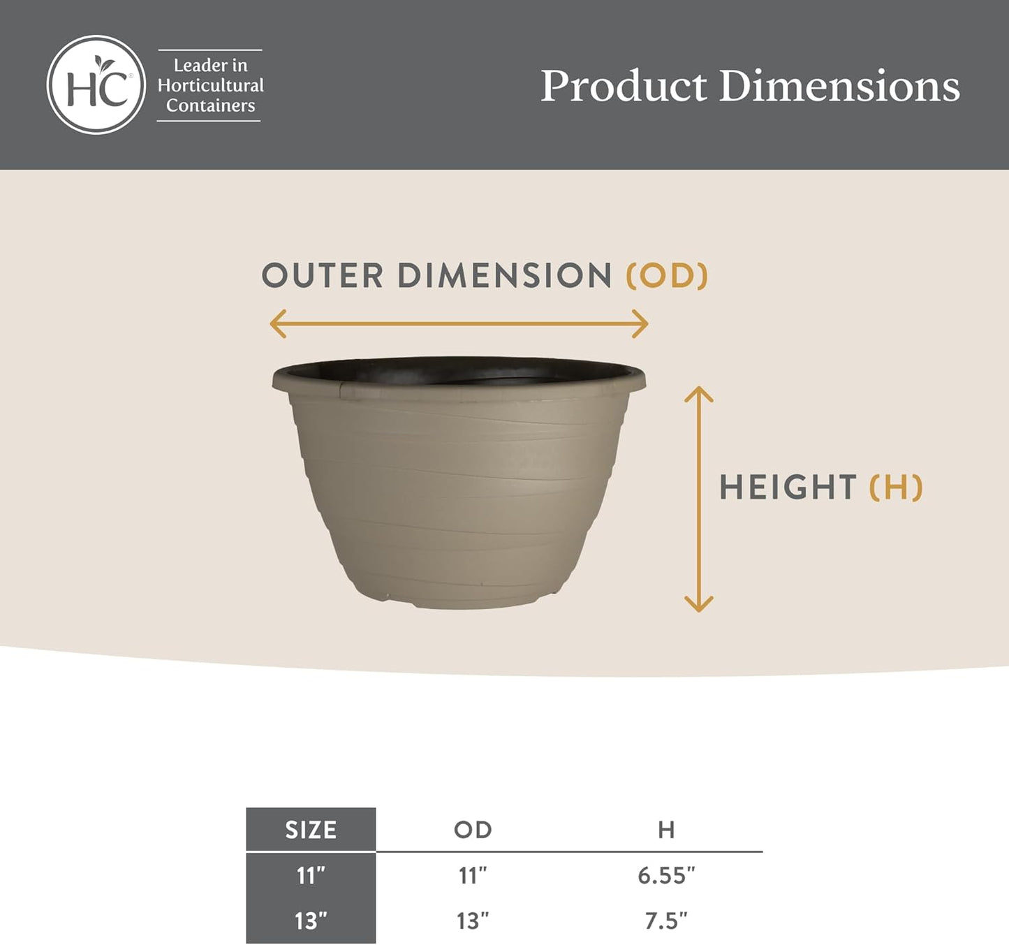 The HC Companies Wrapt Hanging Planters - Lightweight Plant Pot Hanger for Hanging Plants, Vegetables & Herbs - Outdoor & Indoor Hanging Basket for Plants (13" Pepperstone, Pack of 2)