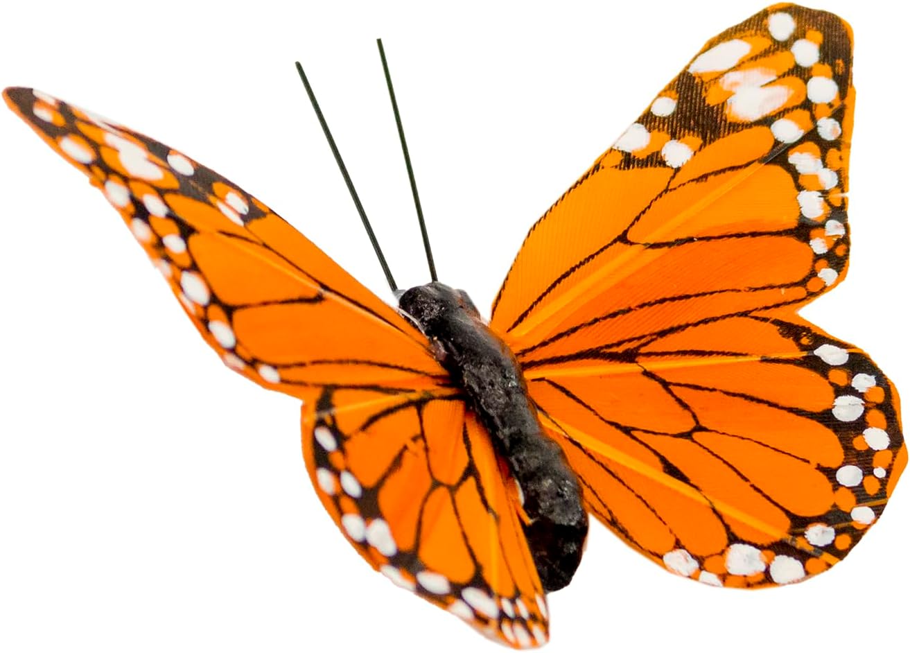 Cartanfill-Monarch Butterfly Decorations, 12PCS Feather Butterfly Decorations Set with Clip for Wedding Party Home Decor