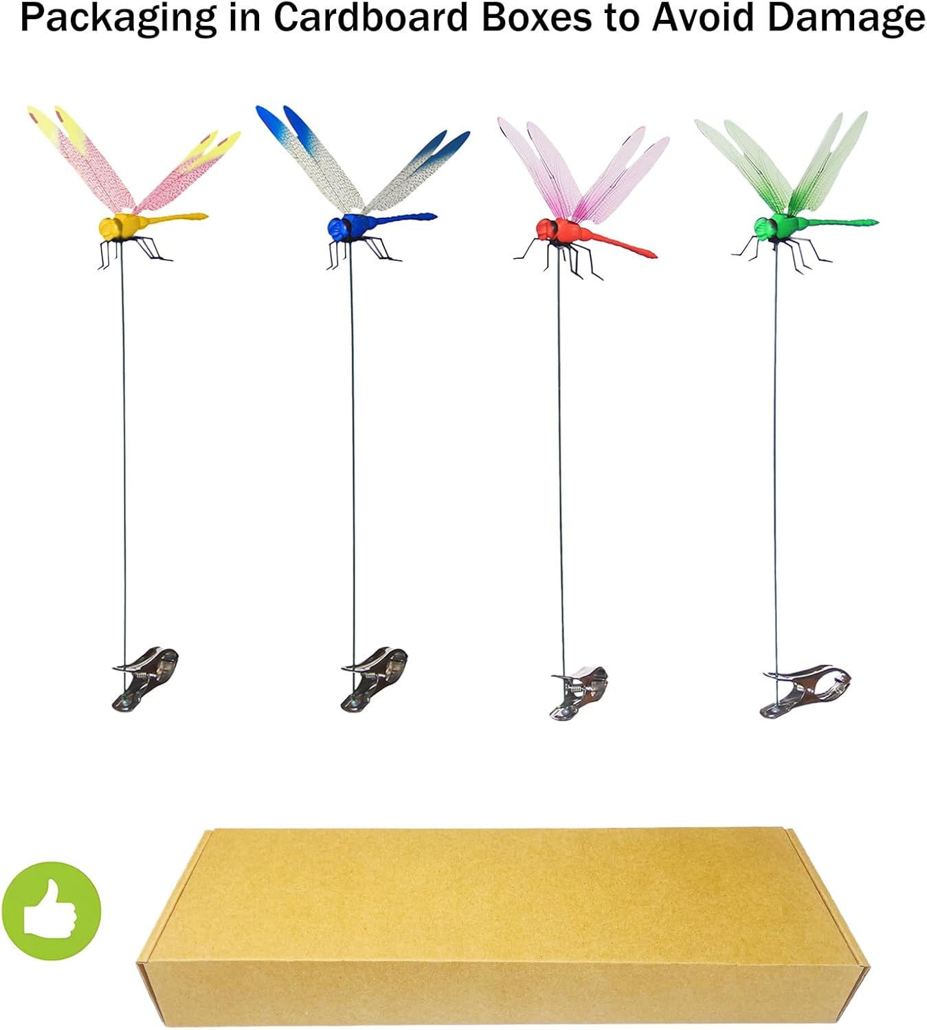 Jongdari 4pcs Dragonfly Hat Clip Realistic Fake Dragonflies Clip-On Garden Outdoor Decor Stakes Plastic Dragon Fly Clips Plant Decorations for Pot