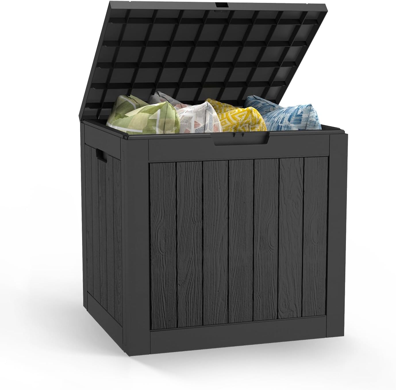 Mars Villa 31 Gallon Deck Box, Outdoor Storage Box Waterproof, Outside Resin Storage Bin for Outdoor Patio Furniture Cushions, Pool Supplies, Garden Tools, UV-Resistant and Weatherproof, Black