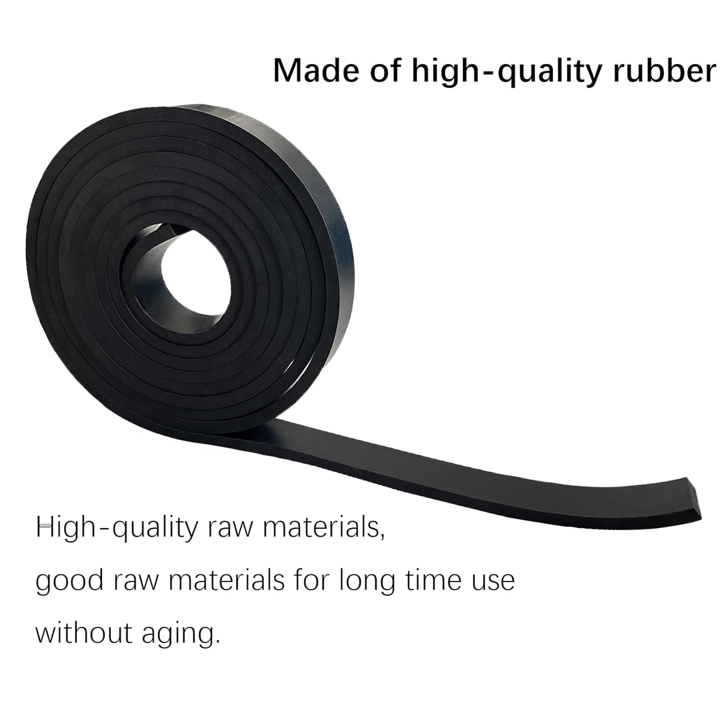 Solid Rubber Strips, Sheet, Rolls 1/4 (.25)" Thick X 1" Wide X 10'Long, Solid Rubber Rolls for DIY Gaskets, Anti-Slip Pads, Flooring, Bumpers