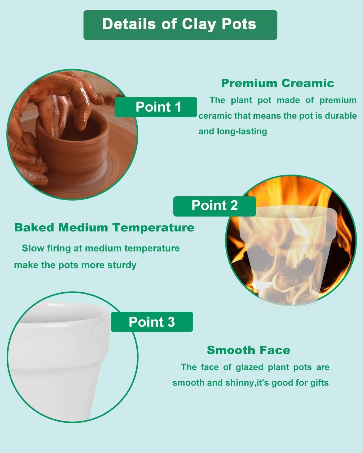 vensovo 48 Pcs 2" Tiny Ceramic Plant Pots with Drainage Hole - White Small Mini Ceramic Pottery Planter Ideal for Indoor/Outdoor Plants, Crafts, Wedding Favors