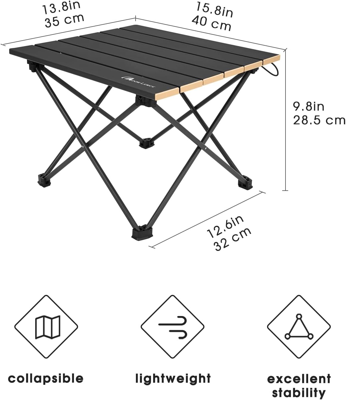 MOON LENCE Folding Beach Table, Small Folding Table, Outdoor Ultralight Aluminum Camping Table, Portable Compact Backpacking, Travel Table for Beach, Picnics, Cooking, Hiking