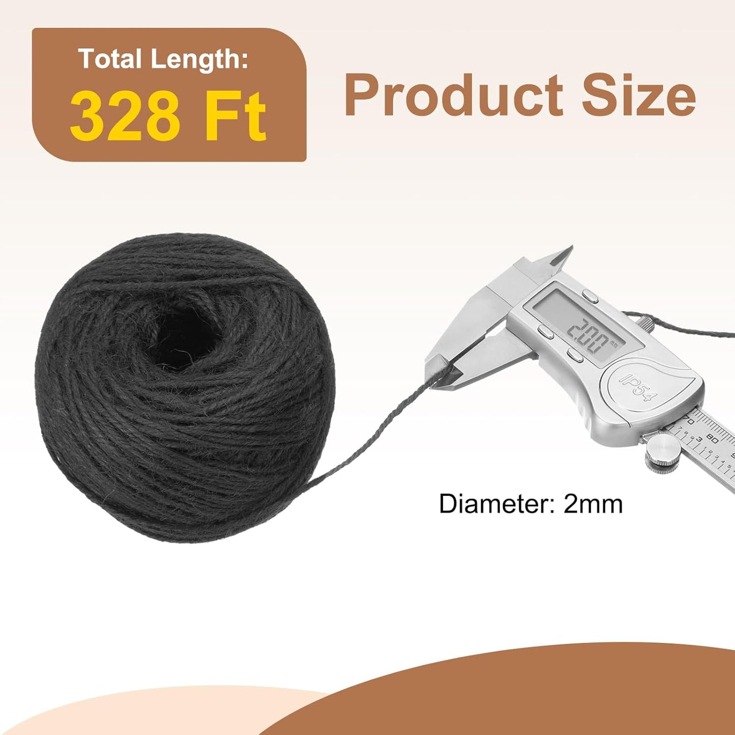 uxcell 328 Feet Natural Jute Twine String,2mm Thin Garden Twine Rope Colored Plant String Cord for DIY Art Crafts Gift Wrapping Decoration Packing Gardening Plant Hanger,Black