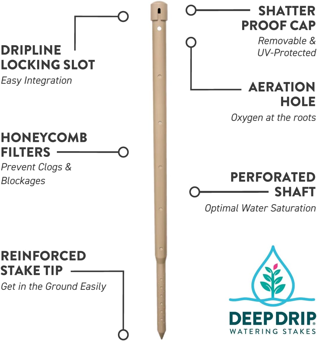 36 in. DEEP DRIP Large Tree Watering Stake (3 Pack) | UV-Protected ABS Plastic Tree Irrigation Spike for Extra-Large Sized Trees, Established Trees, and Palms