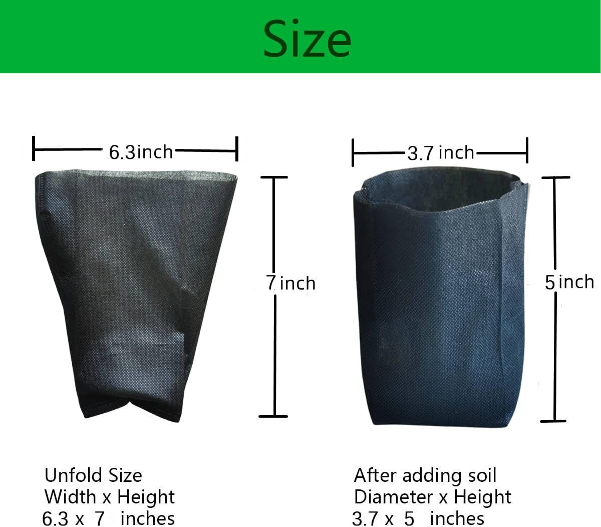 gardtree Plant Nursery Bags 6.3” x 7” 200PCS, Non-Woven Biodegradable Plant Grow Bags Fabric Seedling Starter for Vegetable Flower Fruit Saplings Tree, Home Garden Supply