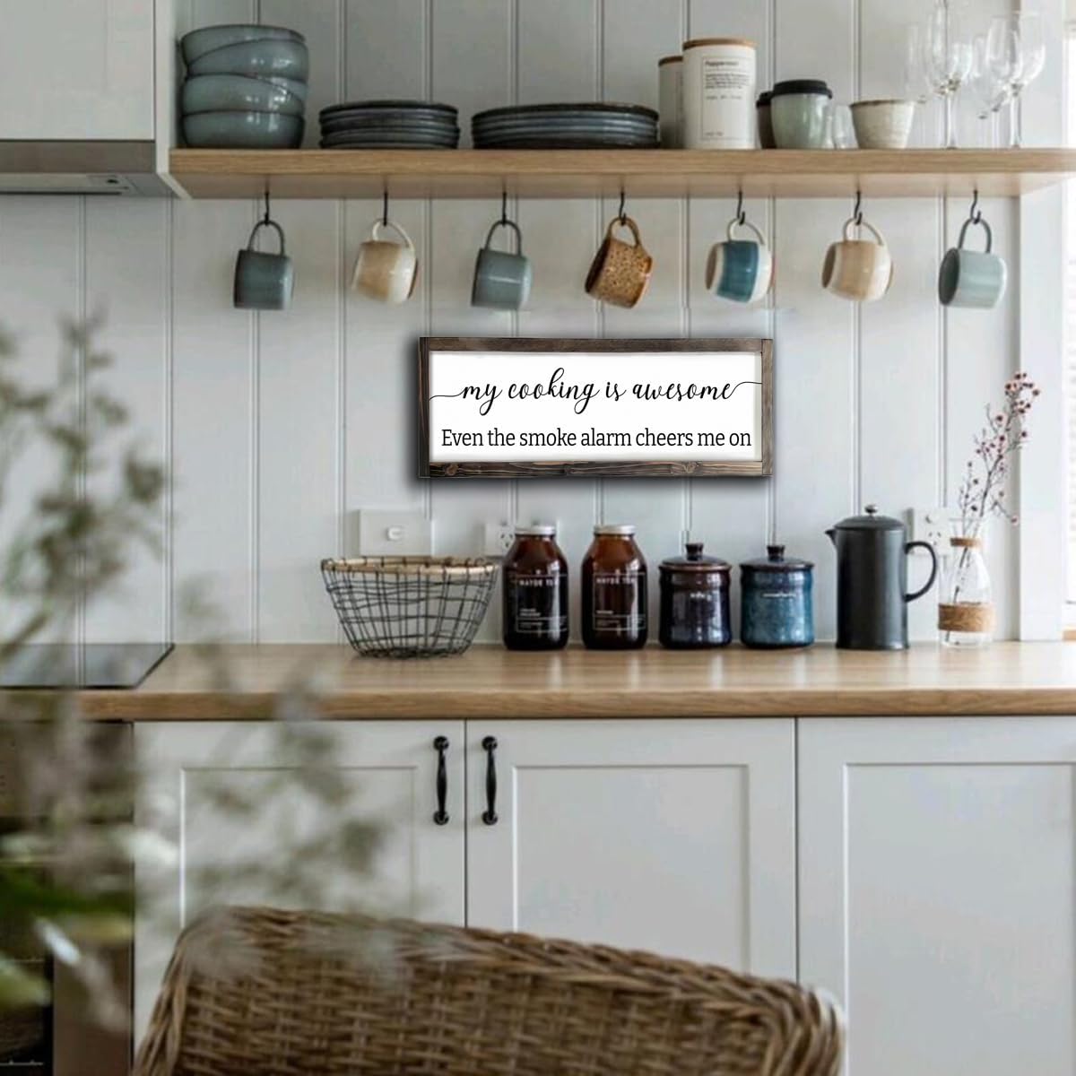 Dazingart Funny Kitchen Sign, My Cooking Is So Awesome, Farmhouse Kitchen Wall Decor,Rustic Quote Wooden Plaque Hanging For Housewarming (cooking)
