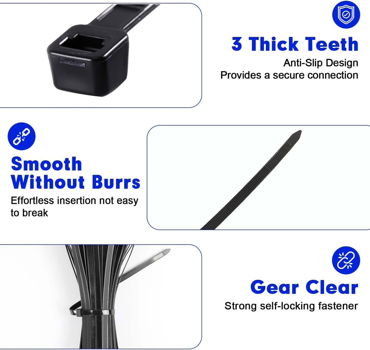 Zip Ties, RAZCC 120 Pack 14 inch Black Cable Ties, Heavy Duty Plastic Wire Ties with 100 lb Tensile Strength, Black Nylon Zip Ties for Indoor and Outdoor