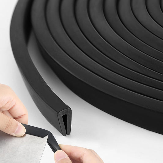 Kingdder Rubber Edge Trim U Channel Rubber Door Seal Strip Weather Resistance Sheet Metal Edge Protector Fits 1/8 Inch for Car Doors, Steel Plates, Glass, Hatches, Table Corners(10 Feet)