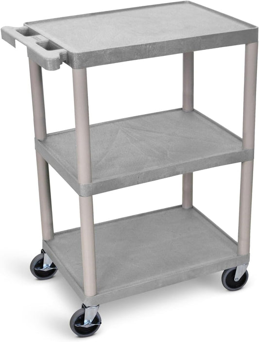Luxor HE34 Utility Cart (Pack of 25) 3 Shelves Structural Foam Plastic - Gray