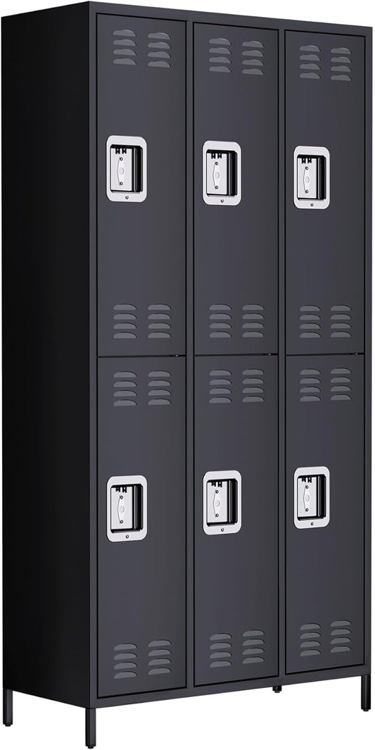 6-Door Metal Locker with Lock, 71”H Metal lockers for Employees, Multi-Use Storage Locker for Employees, School, Office, Gym, Home, Garage, Industrial - Assembly Required