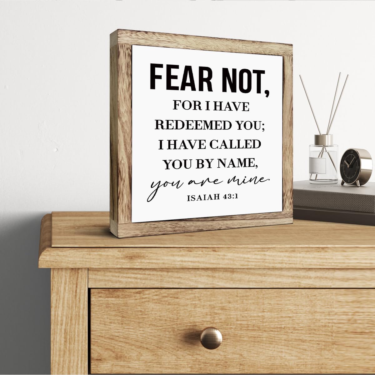 SUSZDOU Scripture Sign, Isaiah 43:1, Rustic Wooden Plaque, 9.8x9.8 Inch, Pine, Tabletop Decor