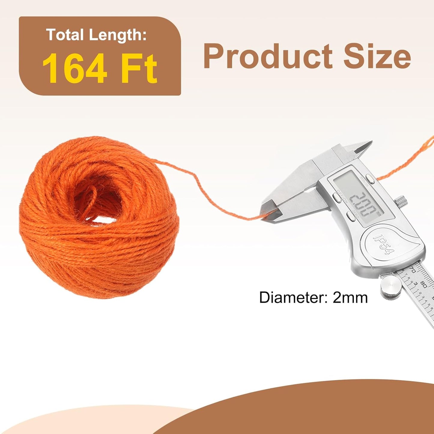 uxcell 164 Feet Natural Jute Twine String,2mm Thin Garden Twine Rope Colored Plant String Cord for DIY Art Crafts Gift Wrapping Decoration Packing Gardening Plant Hanger,Orange
