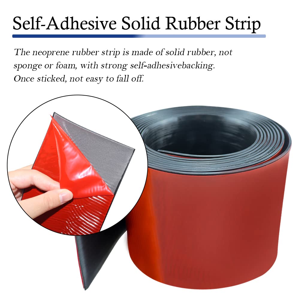 Neoprene Rubber Strips Self Adhesive Solid Rubber Sheets, Rolls & Strips for DIY Gaskets Crafts Pads Seals Warehouse Flooring Neoprene Sheet with Adhesive Backing (6" Wide x 1/5" Thick x 40' Long)