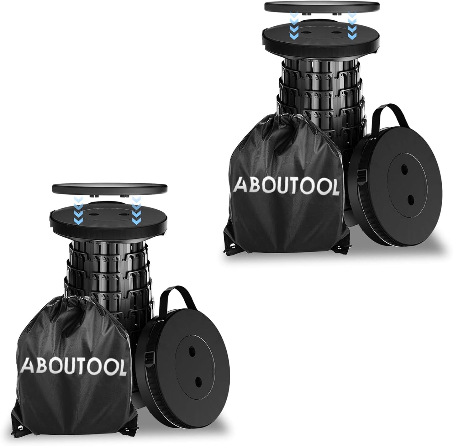 2PCS Upgraded Collapsible Stool with Removable Cushion & Waterproof Carry Bag - Portable Folding Stool for Adults, Camping, Fishing, Hiking - Lightweight Yet Sturdy Max 400lbs