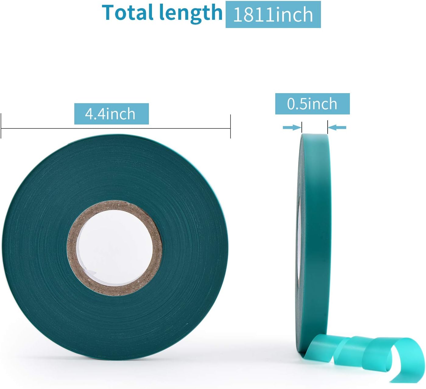 2 Pcs 150 Feet x 1/2" Wide Stretch Tie Tape Green Plant Garden Tie, Garden Vinyl Stake for Branches, Climbing Planters, Flowers