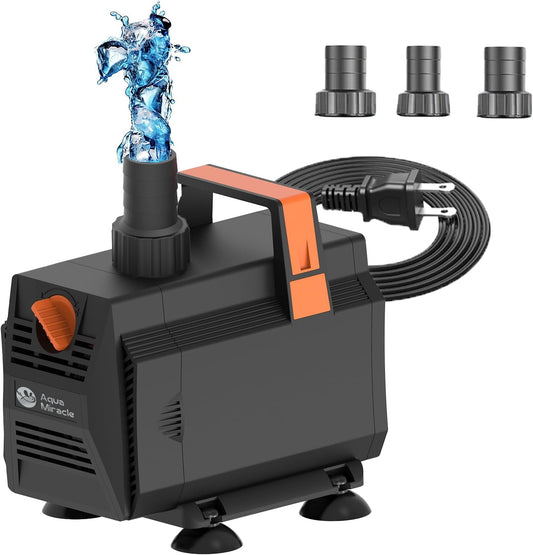 AquaMiracle 1200GPH Submersible Water Pump Pond Pump(4500L/H, 70W), Water Fountain Pump Aquarium Water Pump with Flow Control for Fish Tank, Waterfall, Statuary, Filtration, Water feature, Hydroponics
