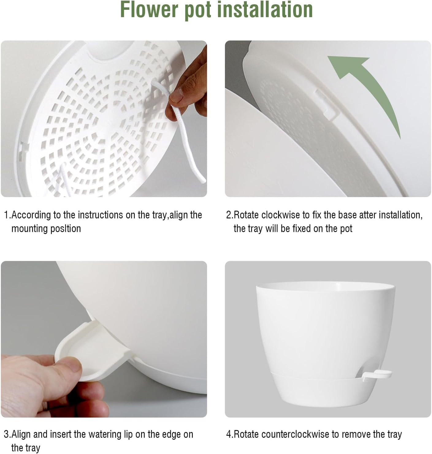 12 inch Large Self Watering Pots, Flower Plant Pots with Multi Mesh Drainage Holes for Indoor Outdoor Garden Plants and Flowers, Plastic Planters with Removable Reservoir, White