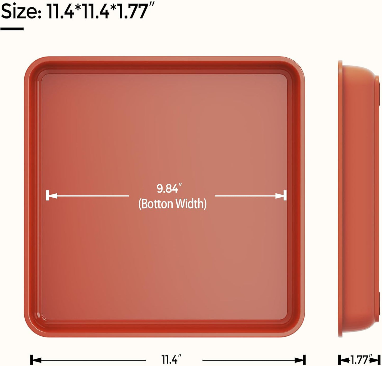 WAYNHUI Squared Plant Saucer 6/8/10/12/14/16/18Square Plastic Basin Tray Large/Small Water Receiving Tray (Red 12inch 5 Pack)