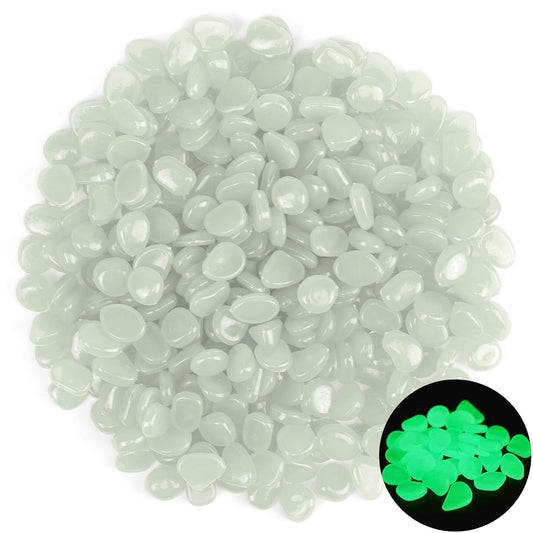 1000PCS White Long Term Glowing Decorative Stone, Glow in The Dark Rocks Light Perfect Indoor Outdoor Decor Fit for Garden Sidewalk Fish Tank Grass Flower Pots (0.3-04in/0.8-1cm)