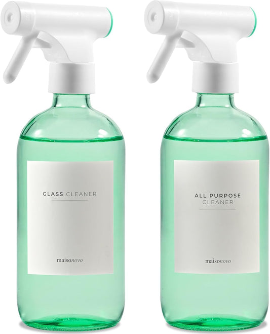 MaisoNovo Spray Bottle for Plants - 16.9 fl oz Green x 2 with 16 Labels