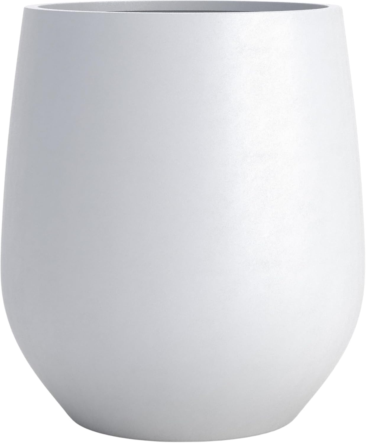 DTY Signature Mount Wilson Lightweight and Durable Modern Fiberstone Tapered Planter for Indoor Outdoor Drainage Hole & Rubber Plug Weather Resistant, 21.7" H x 20" Dia,15.7" Opening - Large, White