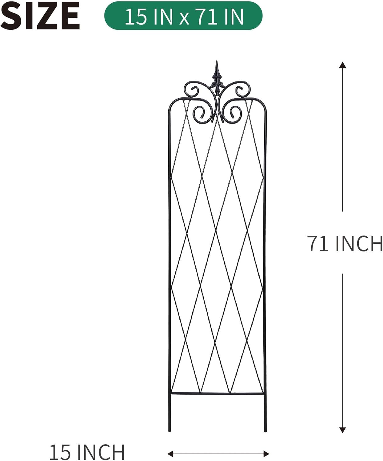 2 Pack 71" H x15 W Trellis,Black Garden Trellis for Climbing Plants Outdoor Metal Frame Sturdy Trellis for Rose