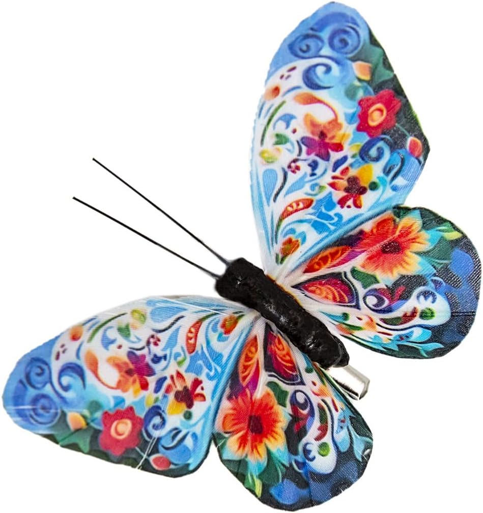 Cartanfill-Decorative 3D Butterfly Clips, 12 Pack, Multicolor Feather Design, Party and Christmas Tree Ornaments