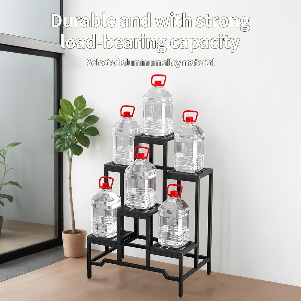 Plant Stand - Aluminum Indoor/Outdoor Flower Rack, Waterproof & Rust-Proof, Stable Support for Pots, Perfect for Living Room, Balcony, Garden, and Office (Black, 6 Tier)