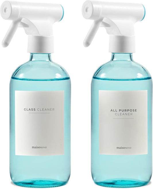 MaisoNovo Spray Bottle for Plants - 16.9 fl oz Blue x 2 with 16 Labels