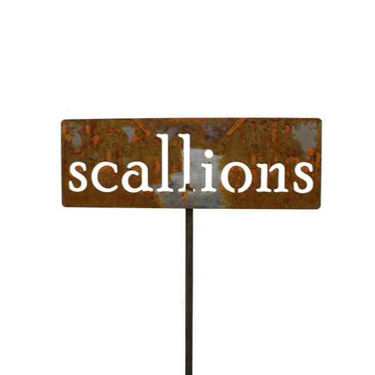 Classic Metal Garden Markers 19 Inches Tall (scallions, Naturally Rusted)