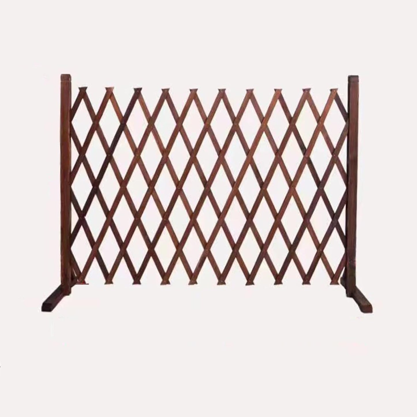 Expandable Wooden Lattice Fence - Retractable Garden Fencing Panel Trellis for Climbing Plants, Freestanding Pet Screen, No-Dig Vertical Rack - Brown, 82.67"x35.4"