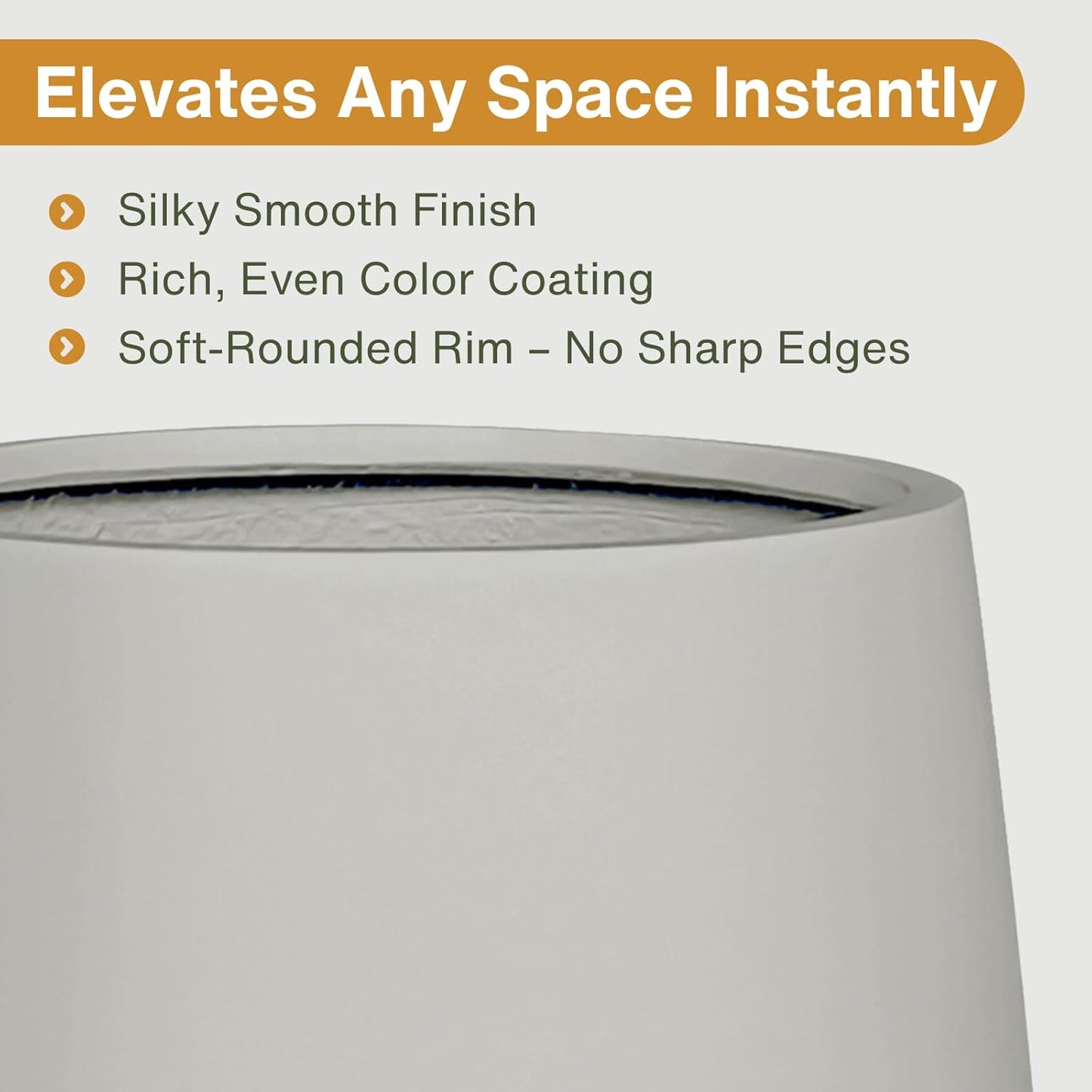 16.5" H x 15" D Corso Fiberstone Round Tapered Planter with Drainage Hole, Smooth Finishes, Weather Resistant for Indoor and Outdoor Use (Light French Gray, 11.5" Pot Opening)